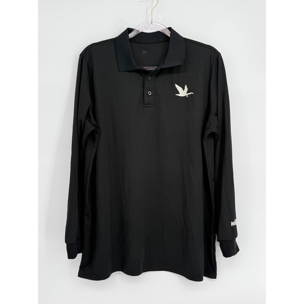 Wawa Mens Long Sleeve Polo Shirt Black Embroidered Goose Logo Performance Sz  XL